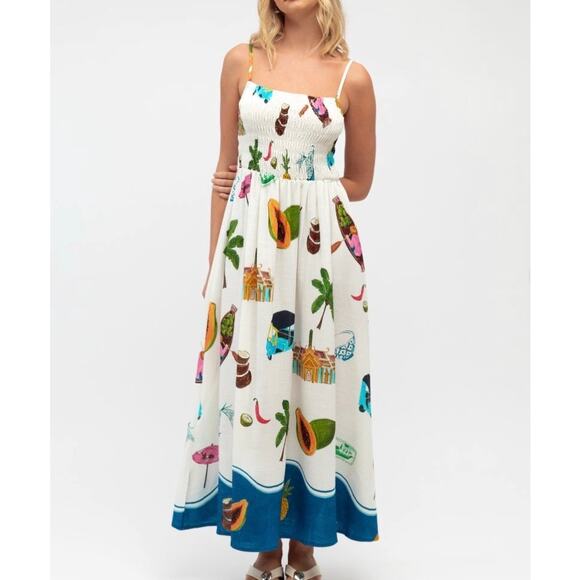 Paper Heart Dresses & Skirts - PAPER HEART Smocked Thailand Printed Maxi Dress Medium M